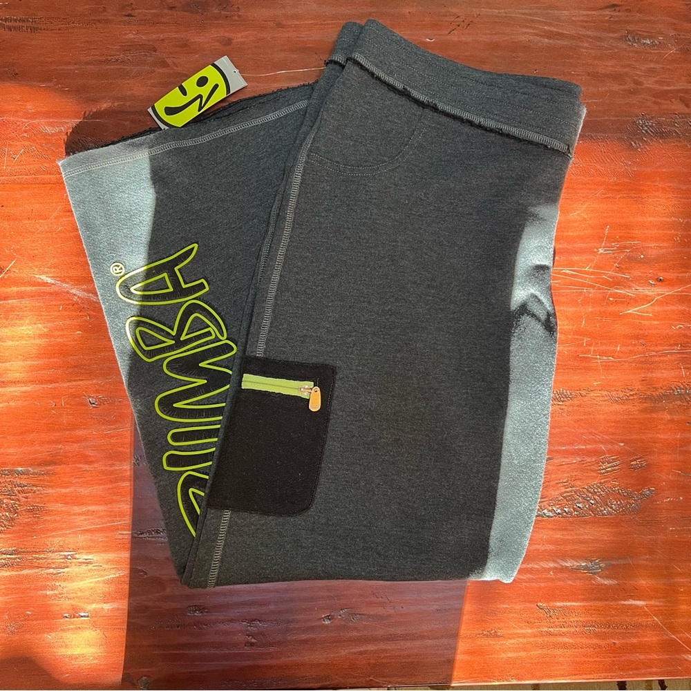 Zumba Fitness Gray Joggers with Neon Accents